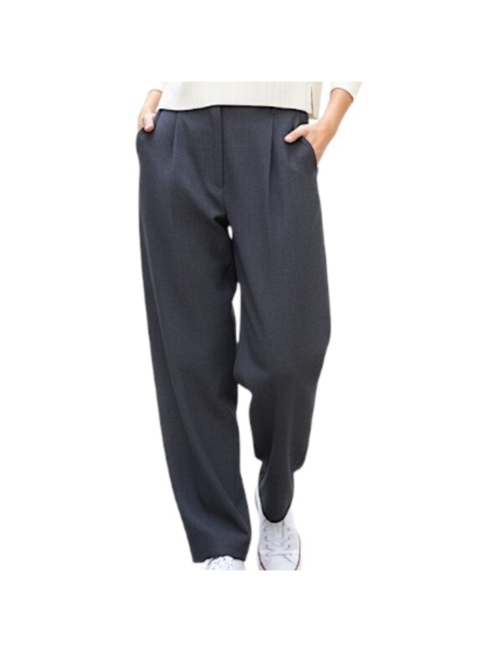 Vintage pure wool grey pleated baggy old money minimalist trousers pants 10